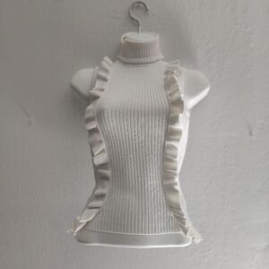 Sleeveless Ruffle Turtle Neck Top Cinq a Sept